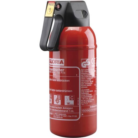 GLORIA Feuerlöscher P2GM, Pulver, 2 kg, Brandklasse 13A, 89B, mit Kfz-Halter (1/2)
