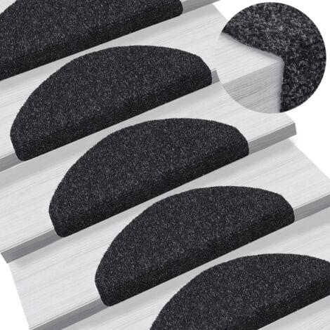 Stufenmatten Selbstklebend 5 Stk. 65x21x4 cm Schwarz Halbrund Groß vidaXL