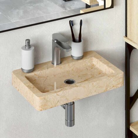 Vidaxl – Wandwaschbecken Creme 38x24x6,5 cm – Handgefertigtes Marmor – Ideal für beengte Räume – Leicht zu reinigen – Aufsatzwaschbecken (1/5)