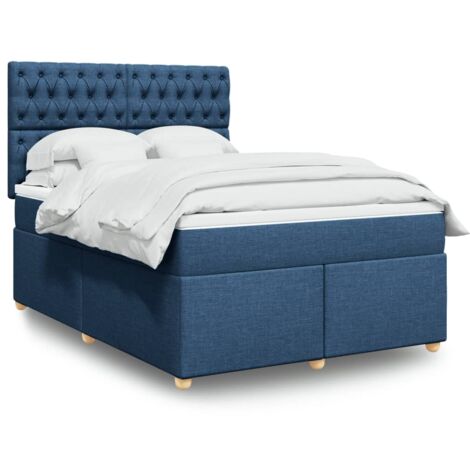 Boxspringbett mit Matratze Blau 140x200 cm Stoff vidaXL