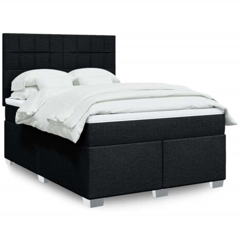 Lattenrostbett mit Matratze Schwarz 160x200 cm Stoff (1/5)