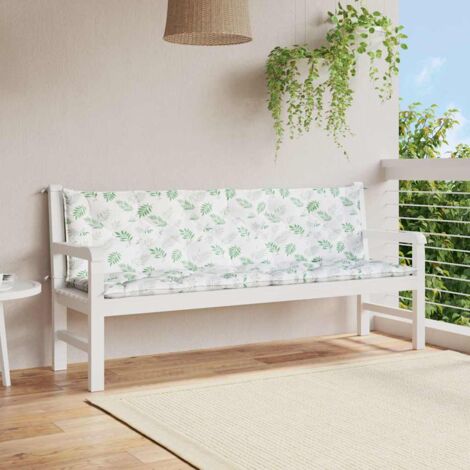 vidaXL Gartenbankkissen Set von 2 mit Blattmuster aus Stoff
