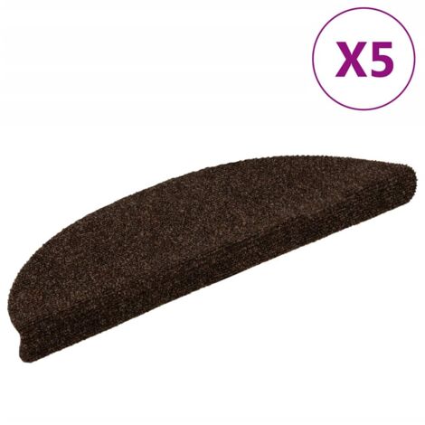 Selbstklebende Treppenmatten 5 Stück Braun 56x17x3cm Gekämmter Stoff