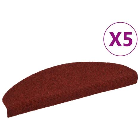 vidaXL Stair Mats Self-adhesive 5 pcs 65x21x4 cm Bordeaux Red Half Round Large