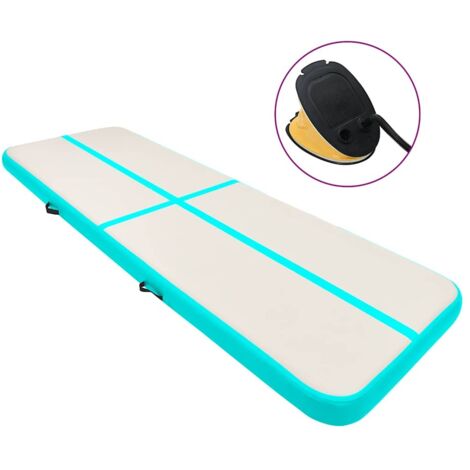vidaXL Inflatable Gymnastics Mat with Pump 400x100x15 cm PVC Green