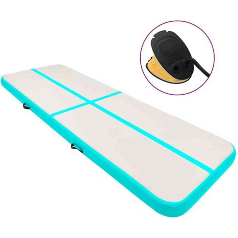 vidaXL Inflatable Gymnastics Mat with Pump 300x100x15 cm PVC Green