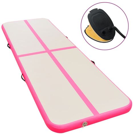 Aufblasbare Gymnastikmatte mit Pumpe 500x100x10cm PVC Rosa