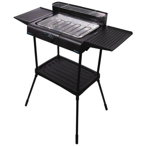 Elektrogrill de 2400 W mit Standsystem, Edelstahlgrill und herausnehmbarer Schale.