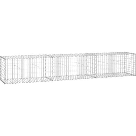 vidaXL Gabionenwand mit Abdeckung 300×50×50 cm Verzinkter Stahl