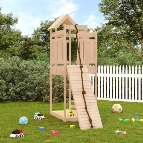 Spielturm mit Kletterwand Massivholz Kiefer vidaXL