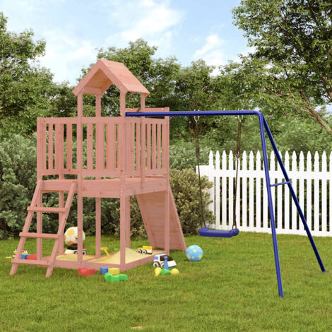 The Living Store Spielturm Massivholz Douglasie - Holzspielplatz - Spielturm - Kletterturm - Rutsche - Schaukelset