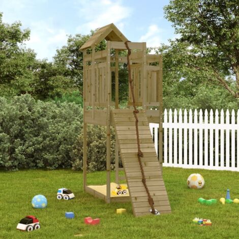 Spielturm mit Kletterwand Imprägniertes Kiefernholz vidaXL