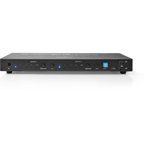 Hdmi matrix switch 4x 2 port ports 4x hdmi eingang 2x 35 mm 2x hdmi ausgang 2x toslink 4k60hz 18 gbps ferngesteuert metall anthrazit (1/5)