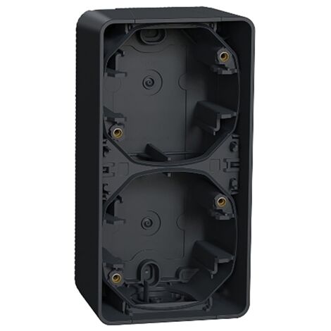 Vertikale graue Aufputzsteckdose 2-fach IP55 IK08 Mureva Styl, SCHNEIDER ELECTRIC, Ref. MUR37912