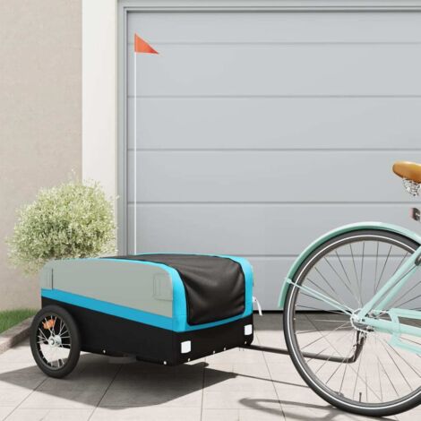 vidaXL Bike Trailer Black and Blue 45 kg Iron