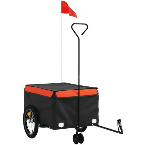 Schwarz-orange Fahrradanhänger 45 kg aus Stahl