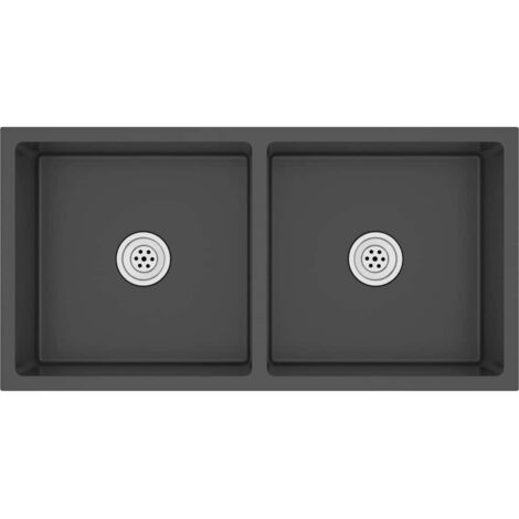 Handgefertigtes Küchenspülbecken Schwarz Edelstahl