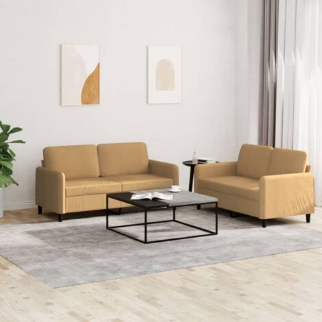 2-tlg. Sofagarnitur Braun Samt vidaXL (1/5)