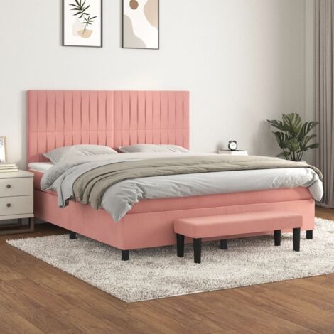 vidaXL Lattenrostbett mit Matratze Rose 160x200 cm Velours (1/5)