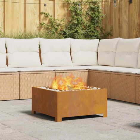 vidaXL Feuerstelle Quadrat 60x60x30 cm Wetterstahl