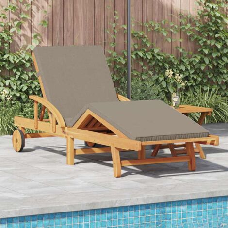 Sonnenliege mit Kissen und Tisch Taupe Massivholz Akazie vidaXL932813