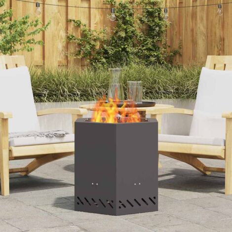 Feuerstelle Rauchfrei Sechseckig Schwarz 48x48x51 cm Stahl vidaXL284923