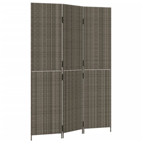 Paravent 3-tlg. Grau Poly Rattan vidaXL