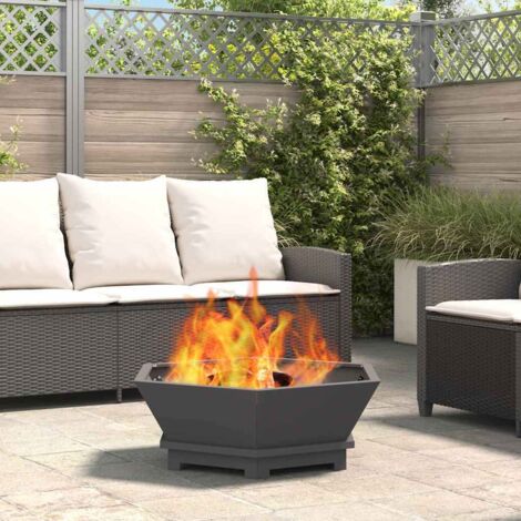 Feuerstelle Sechseckig Schwarz 75x75x28 cm Stahl vidaXL203659