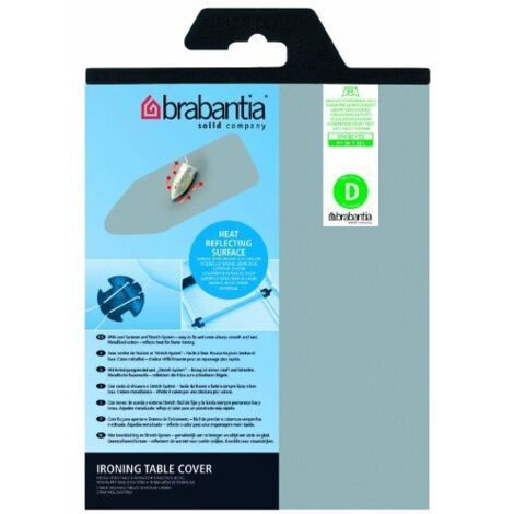 Brabantia Bügelbrett Bezug, Bügelbezug, Bügeltischbezug, Bügelbrettbezug, Baumwolle metallisiert & 2mm Schaumstoff, mit Kordelzug, Größe D, 135 x 45 cm, Silber, 264528 (1/4)