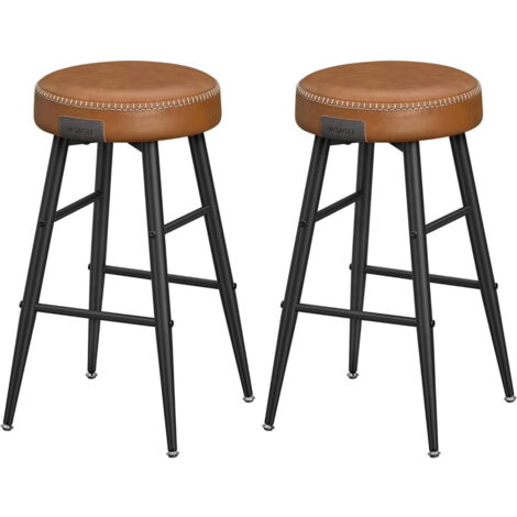 Echo Collection ULBC080K01 Hocker, 2er-Set, Küchenhocker, Frühstückshocker, genähtes Kunstleder, 24,8" Höhe, Hausbar, Esszimmer, einfache Montage, Karamellbraun (1/5)