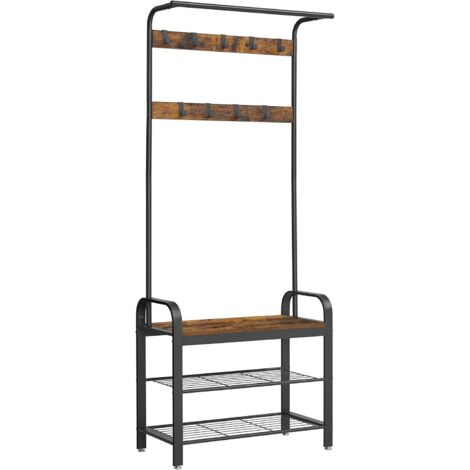 Garderobenständer mit 9 Haken und Schuhbank - L72 cm (1/5)