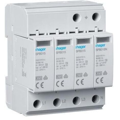 Parafoudre Hager SPB413 4 Pole 20 kA 275 V (1/5)