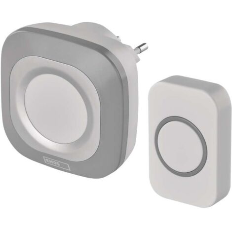 EMOS Funkklingel, Türklingel Set, 36 Melodien, 150m Reichweite, 4 Lautstärken bis 110 dB, weiß-silbern, P5733S (1/5)