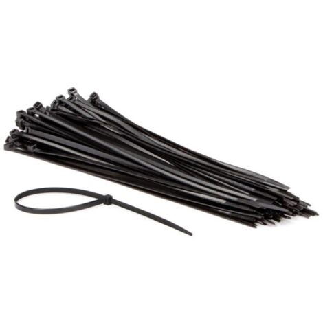 Perel Kabelbinder Nylon schwarz, 100 Stück, Kabelbinder 300 x 4,8 mm, UV-beständig, selbstverriegelnd, 36 kg Zugkraft, für schwere Anwendungen drinnen und draußen