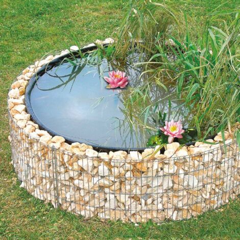 bellissa Hochteich rund Ø 146/126 cm H: 40 cm Hochbeet Gabione 95577 Teich Stein (1/4)