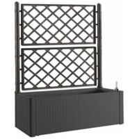Rankgitter XL in Anthrazit mit Spalier und Blumenkasten 90L - Mit Wasserstandsanzeige - Wetterresistent und UV-Beständig - Ideal für Garten, Balkon und als Sichtschutz