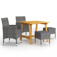 vidaXL Gartentischset 5-teilig Grau