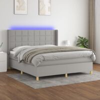 vidaXL Lattenrost mit Matratze und LED Grau 180x200 cm Stoff