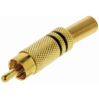 Rca stecker gerade mannlich vergoldet loten kabeleingang durchmesser 70 mm metall gold schwarz 10 stuck plastikbeutel