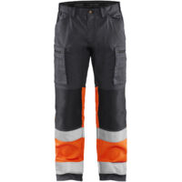 Hochsichtbarer Stretch-Arbeitshosen 1551 - Mittelgrau/Neongelb L - FR(46) - SE(C52) - Kurz