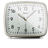 Mebus analoger Funk-Wecker im Retro-Design mit abgerundeten Ecken/Material: Kunststoff/Farbe: Silber/Modell: 25362