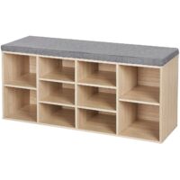 Schuhbank mit 10 Nischen Holzdekor - L104 cm