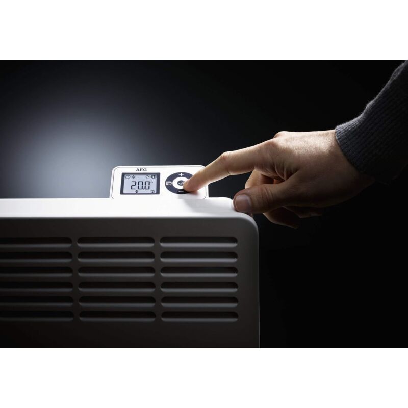 AEG WKL 505, convettore a parete, riscaldatore elettrico a risparmio energetico, 500 W per ca. 6 m², display LCD, timer settimanale, 236531