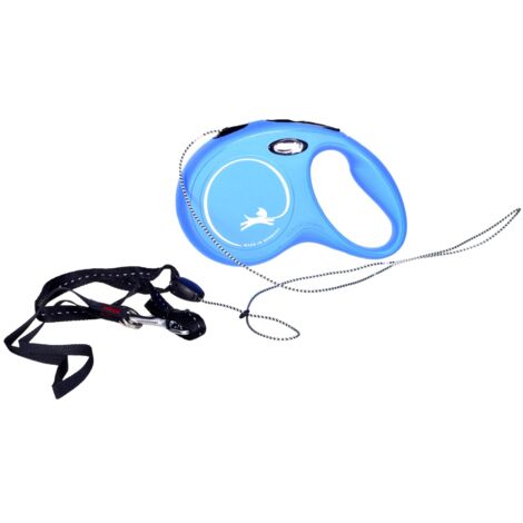 Guinzaglio estensibile a corda Flexi New Classic Cord con manico ergonomico per cani: Blu S 8 metri
