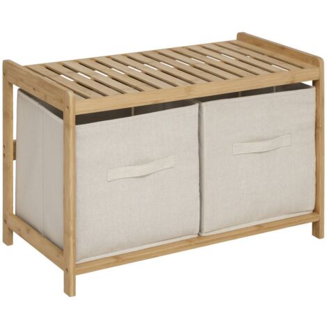 5Five Simply Smart – Panca portaoggetti tidy box con 2 cestini in bambù marrone 66,8x35x44cm – Mobili bassi per bagno – Design salvaspazio (1/5)