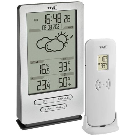 Stazione meteorologica Funk XENA H145xL82xP47mm argento Ku.interno/esterno