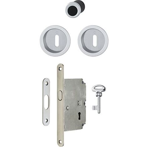 Hoppe 3947902 porta scorrevole Conchiglia Set 4920 – con castello, Rosetta tonda BB, chromsat