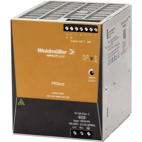 Weidmüller 1469510000 Alimentatore per guida DIN 24 V/DC 20 A 480 W Num. uscite:1 x Contenuto 1 pz. (1/3)