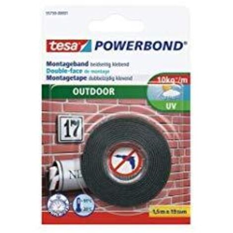 tesa OUTDOOR 55750-00001-03 Nastro per fissaggio tesa® Powerbond Nero (L x L) 1.5 m x 19 mm 1 pz.