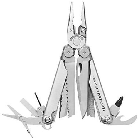Leatherman Wave Plus - Il multiutensile per ogni compito, 18 multiutensili con lame bloccabili per il campeggio, il fai da te e le avventure all'aperto made in USA, acciaio inossidabile